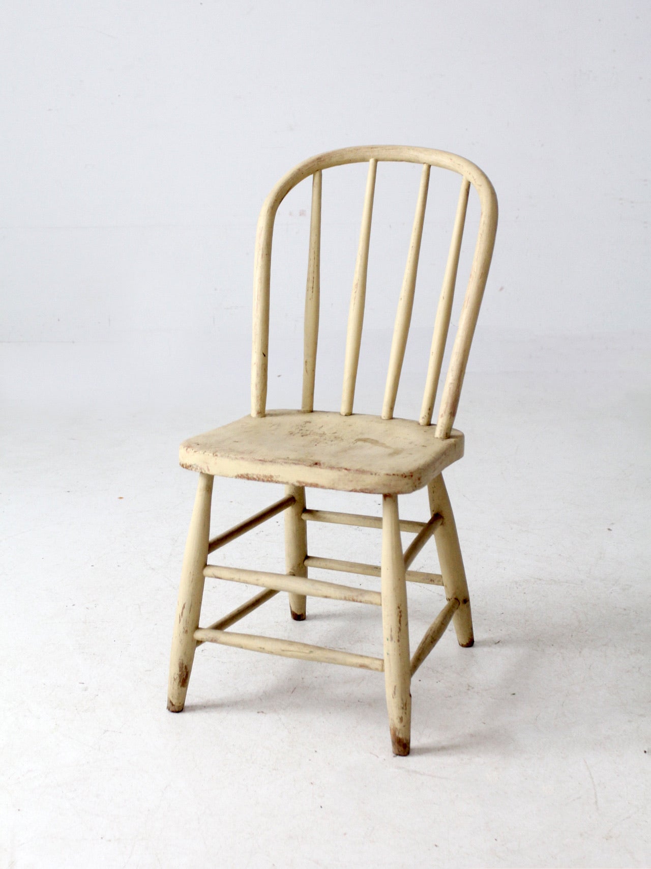 antique painted bow back spindle chair