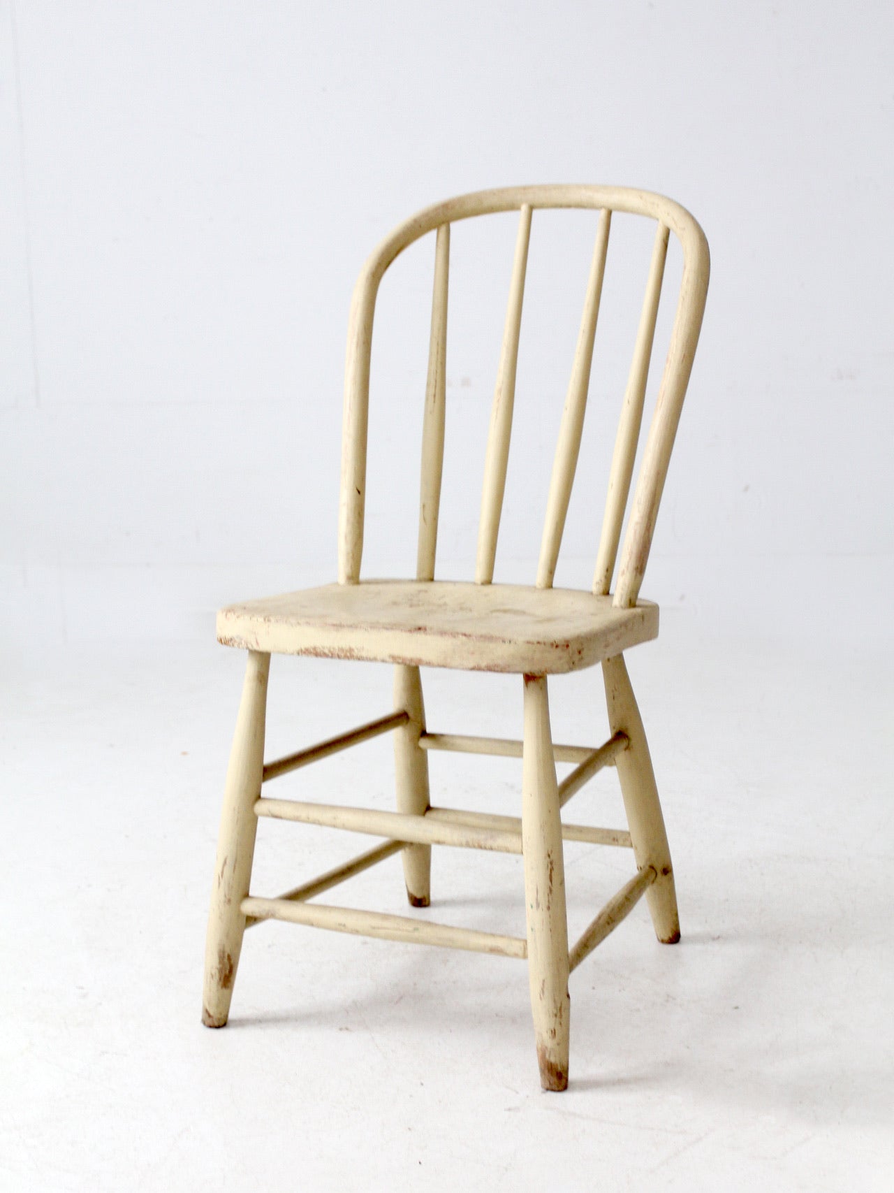 antique painted bow back spindle chair