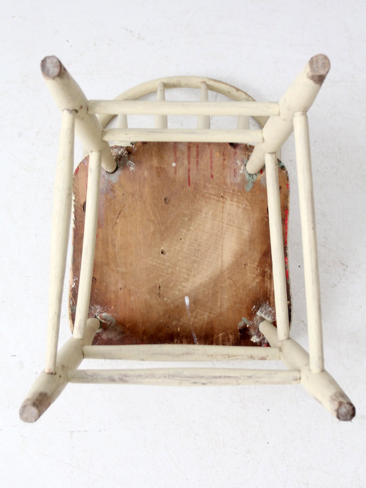 antique painted bow back spindle chair