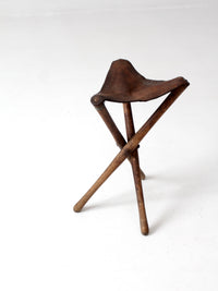vintage leather three leg traveling stool
