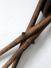 vintage leather three leg traveling stool