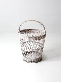 vintage white wicker harvest basket