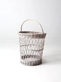 vintage white wicker harvest basket
