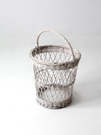 vintage white wicker harvest basket
