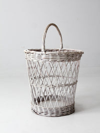 vintage white wicker harvest basket