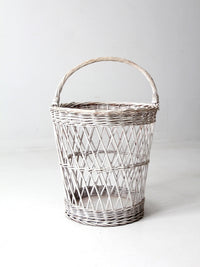 vintage white wicker harvest basket