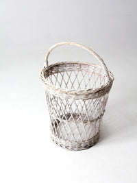 vintage white wicker harvest basket