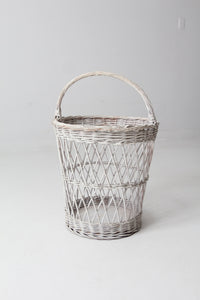 vintage white wicker harvest basket