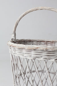 vintage white wicker harvest basket