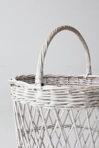 vintage white wicker harvest basket