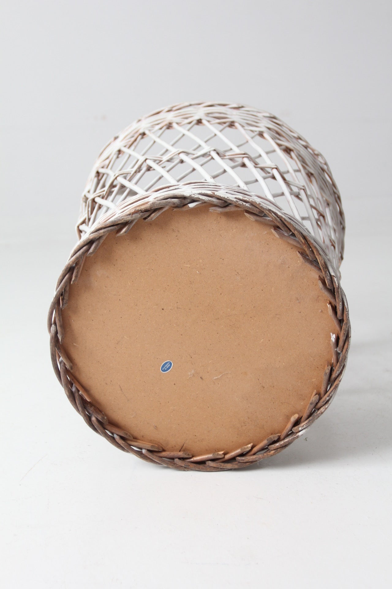 vintage white wicker harvest basket