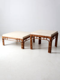vintage stone and rattan table set