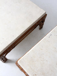 vintage stone and rattan table set