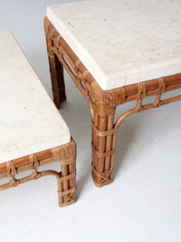 vintage stone and rattan table set