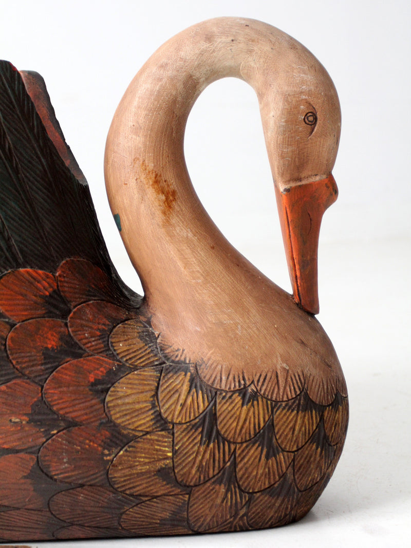 vintage carved wooden swan