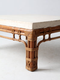 vintage stone and rattan table set