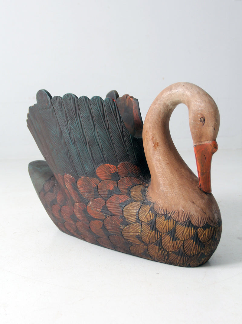 vintage carved wooden swan