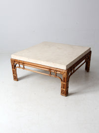 vintage stone and rattan table set