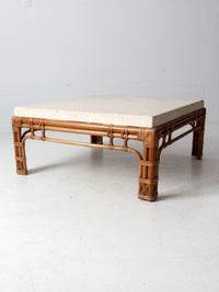 vintage stone and rattan table set