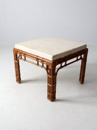 vintage stone and rattan table set