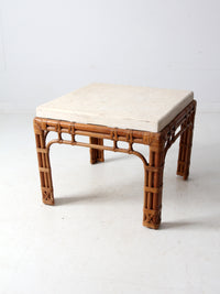 vintage stone and rattan table set
