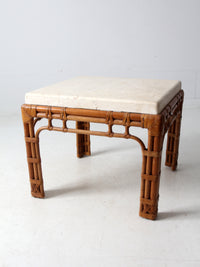 vintage stone and rattan table set