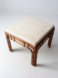 vintage stone and rattan table set