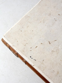 vintage stone and rattan table set