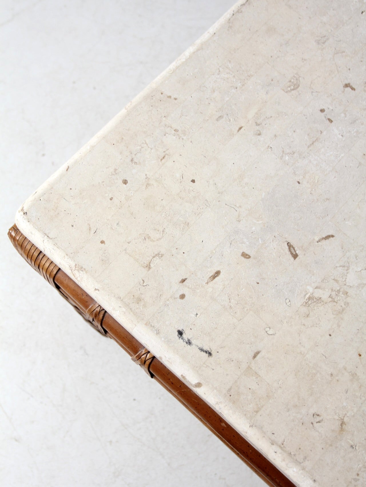 vintage stone and rattan table set