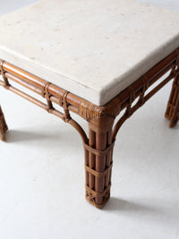 vintage stone and rattan table set