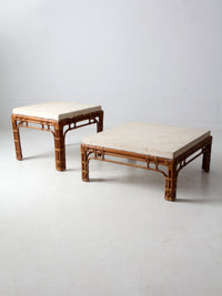 vintage stone and rattan table set
