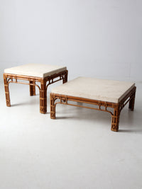 vintage stone and rattan table set
