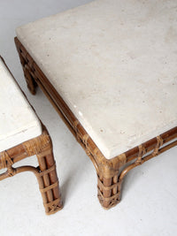vintage stone and rattan table set
