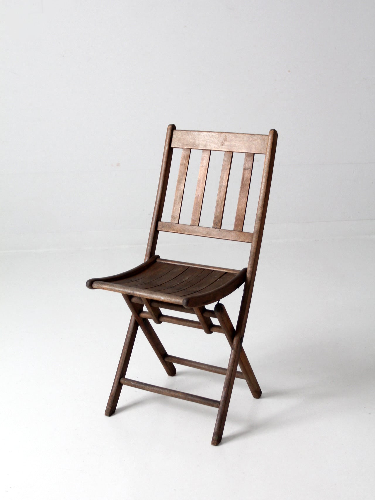 vintage slat wood folding chair