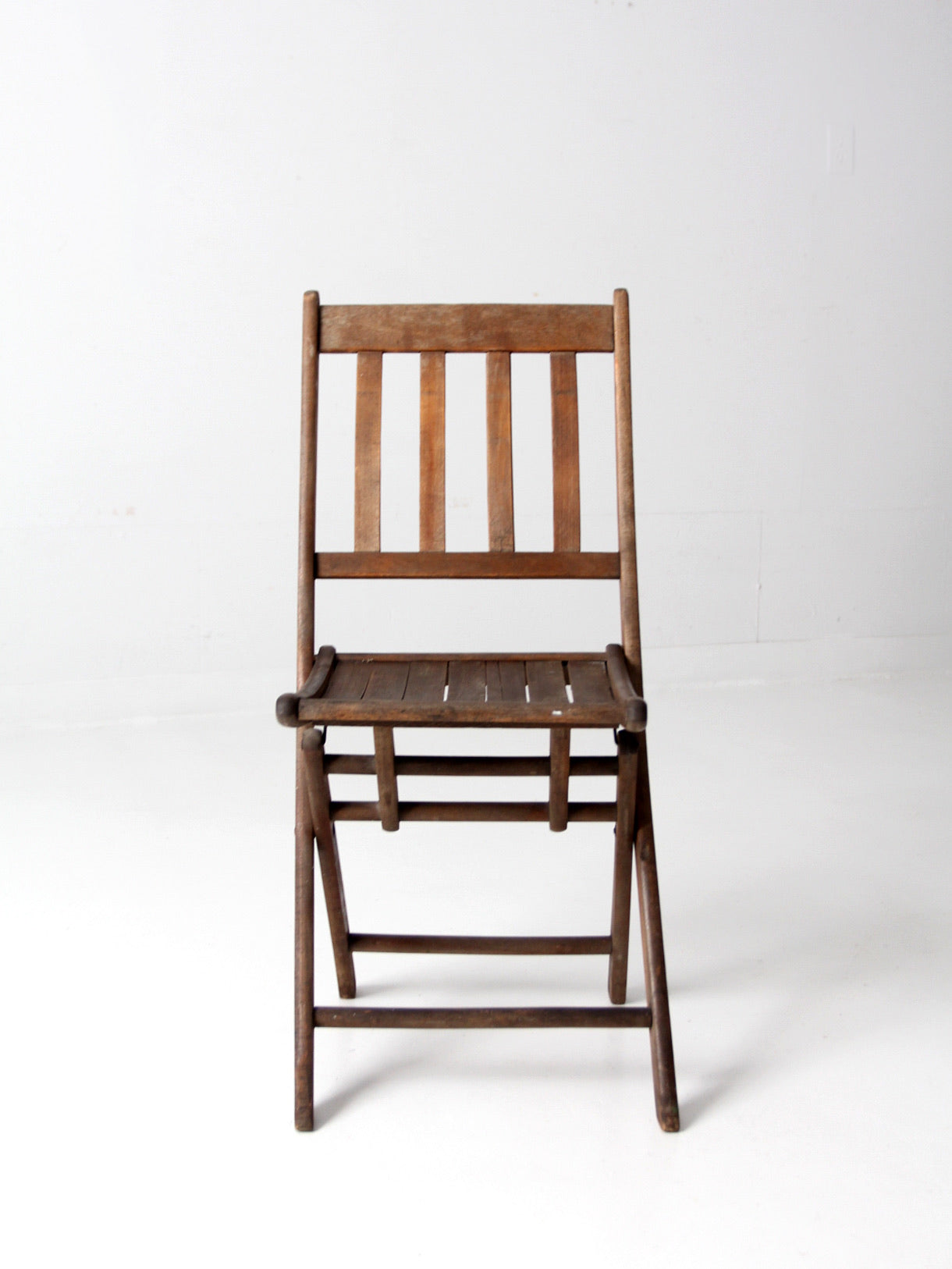 vintage slat wood folding chair