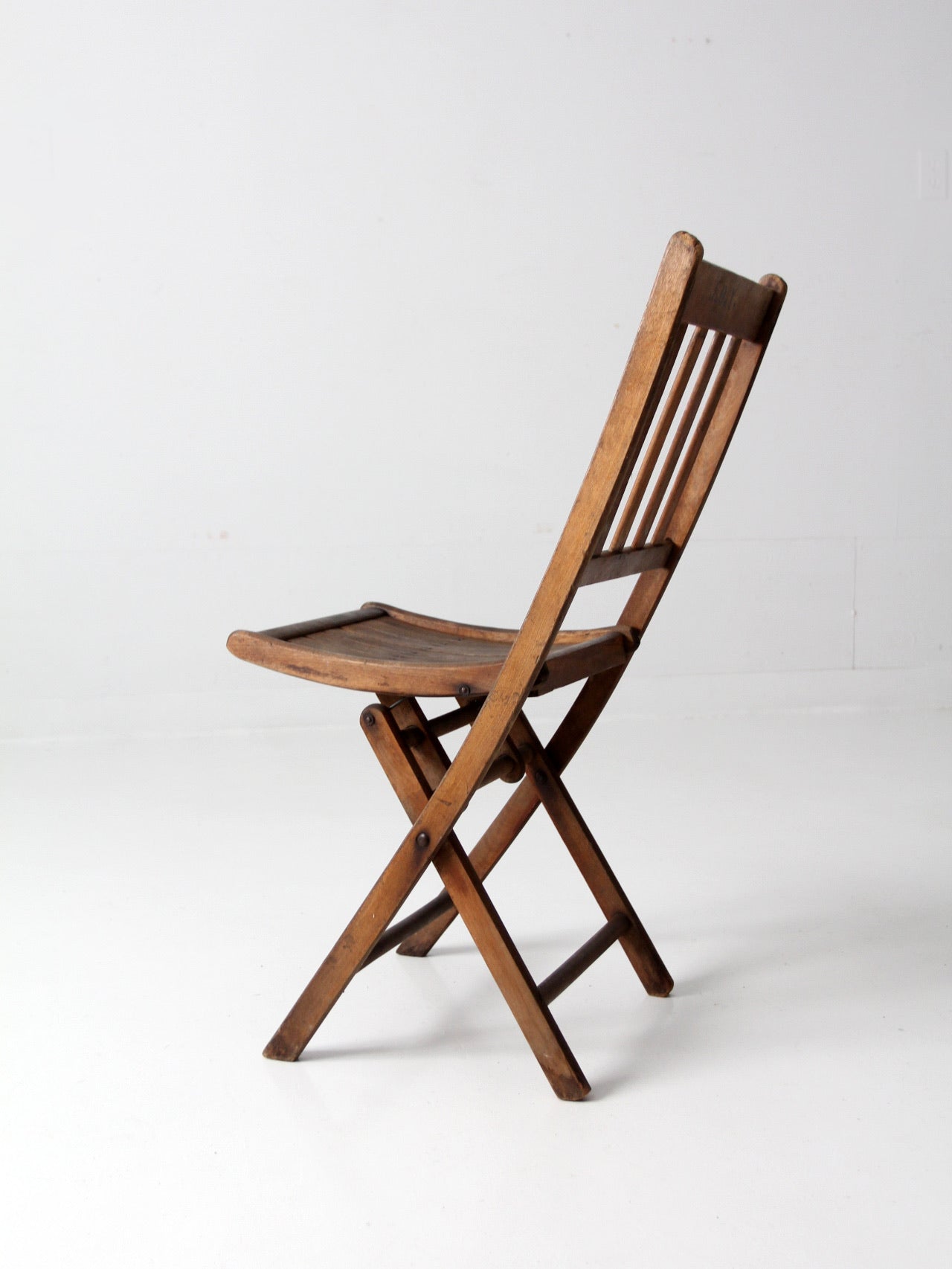 vintage slat wood folding chair