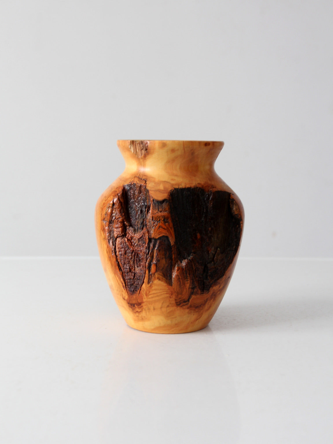 vintage burl wood vase