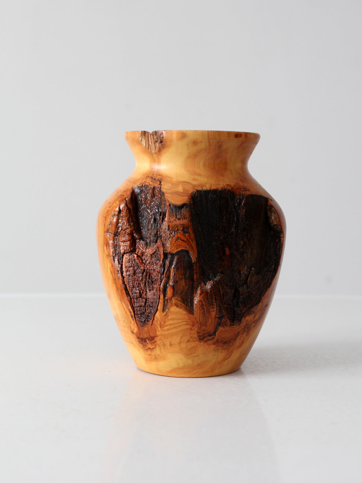 vintage burl wood vase