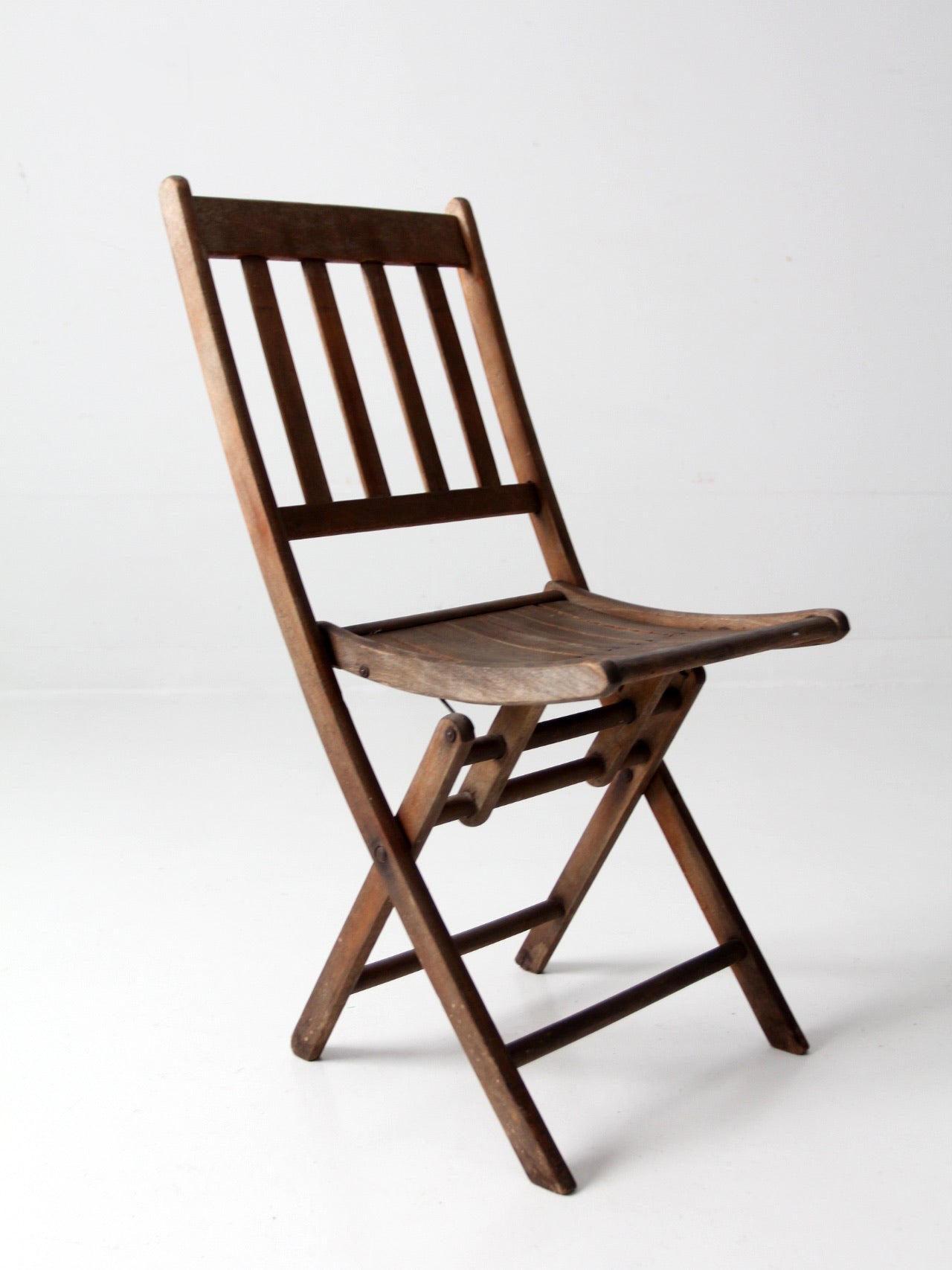 vintage slat wood folding chair