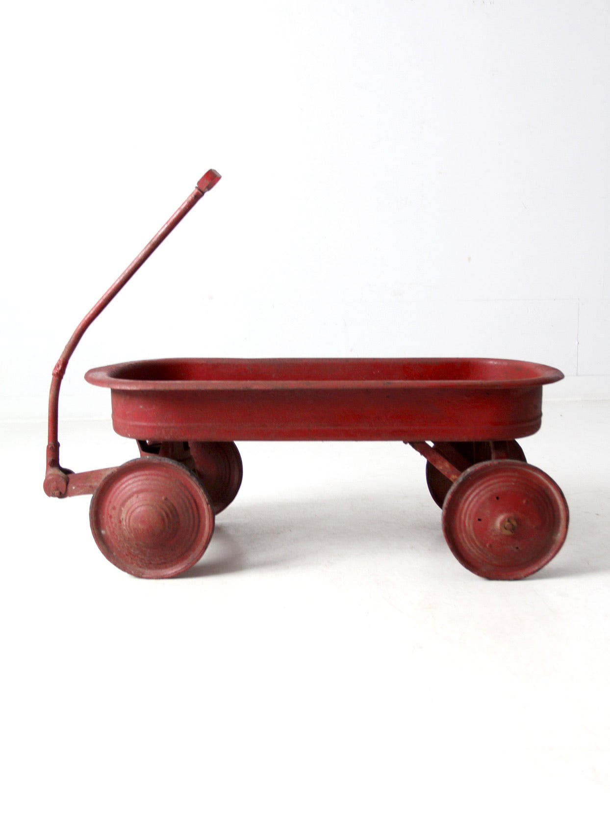 mid-century red toy metal wagon