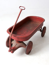 mid-century red toy metal wagon