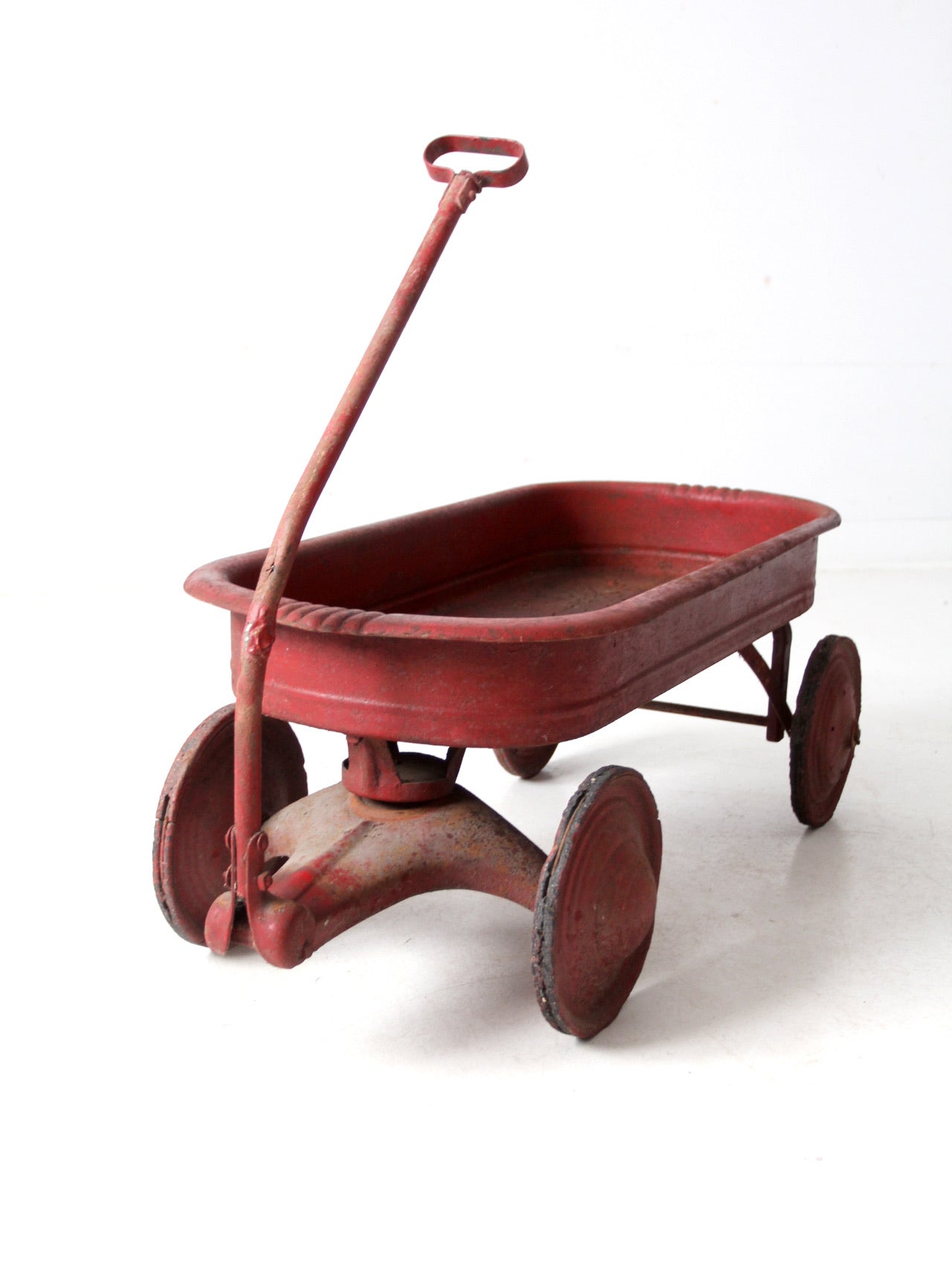mid-century red toy metal wagon