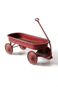 mid-century red toy metal wagon