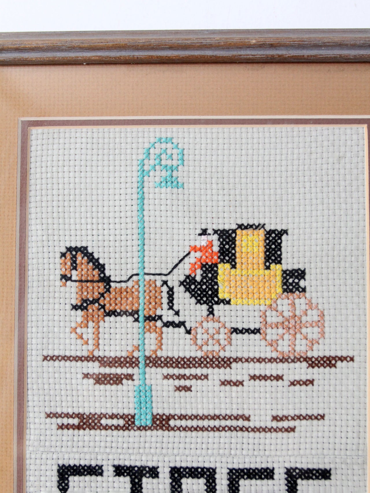 vintage framed cross stitich