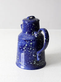 vintage blue ceramic teapot - enamelware style