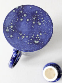 vintage blue ceramic teapot - enamelware style