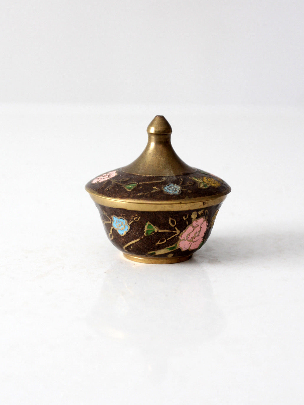 vintage cloisonné small covered dish