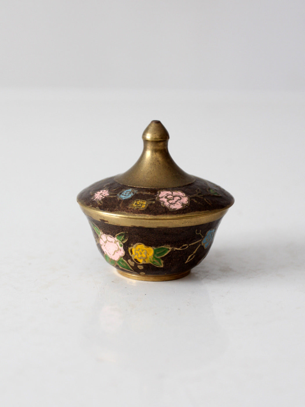 vintage cloisonné small covered dish