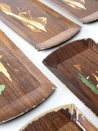 mid century Hasko wooden trays set of 12
