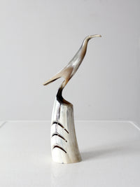 vintage polished horn bird sculpture